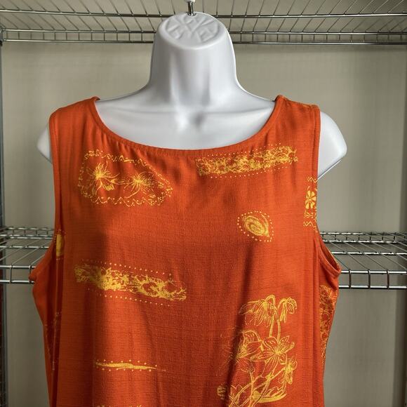 Dana Kay Women's Orange Hawaiian Maxi Dress Size 12 Aloha Summer Party Beach - Picture 6 of 9
